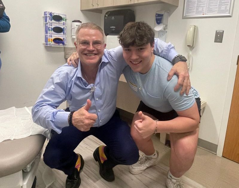 Patient 5 months after having a limb sparing surgery for a parosteal osteosarcoma of his distal femur