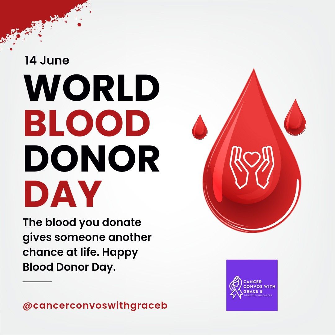 Today is World Blood Donor Day... Many of us are alive today as a result of some blood donation - Amb. Grace B. Charrier