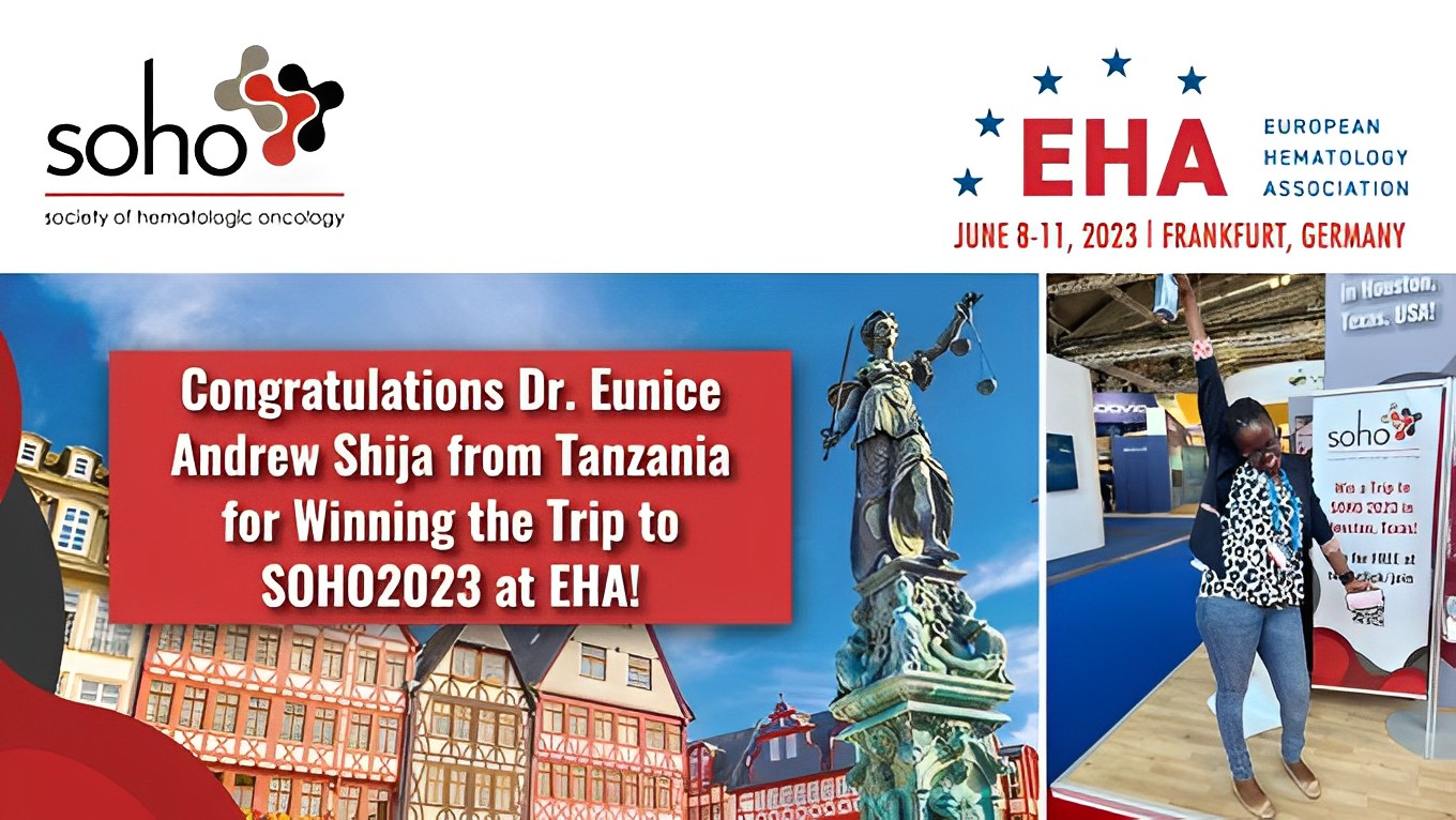 The winner of our EHA-SOHO Trip contest is Dr. Eunice Andrew Shija from Tanzania - Society of Hematologic Oncology