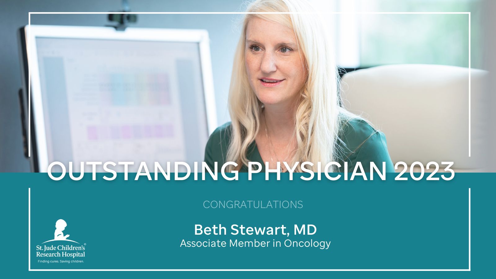 Congratulations to Beth Stewart, MD for being named the 2023 St. Jude "Outstanding Physician" - St. Jude Children's Research Hospital