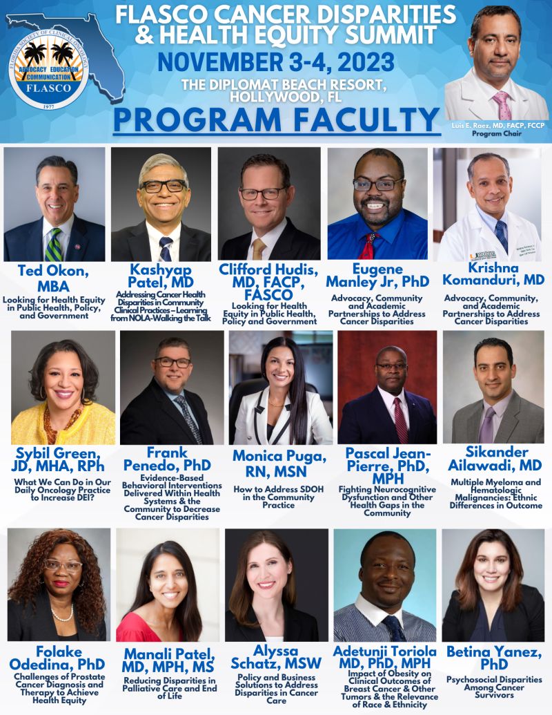 FLASCO Cancer Disparities and Health Equity Summit happening on November 3-4, 2023 in Hollywood, FL - Florida Society of Clinical Oncology