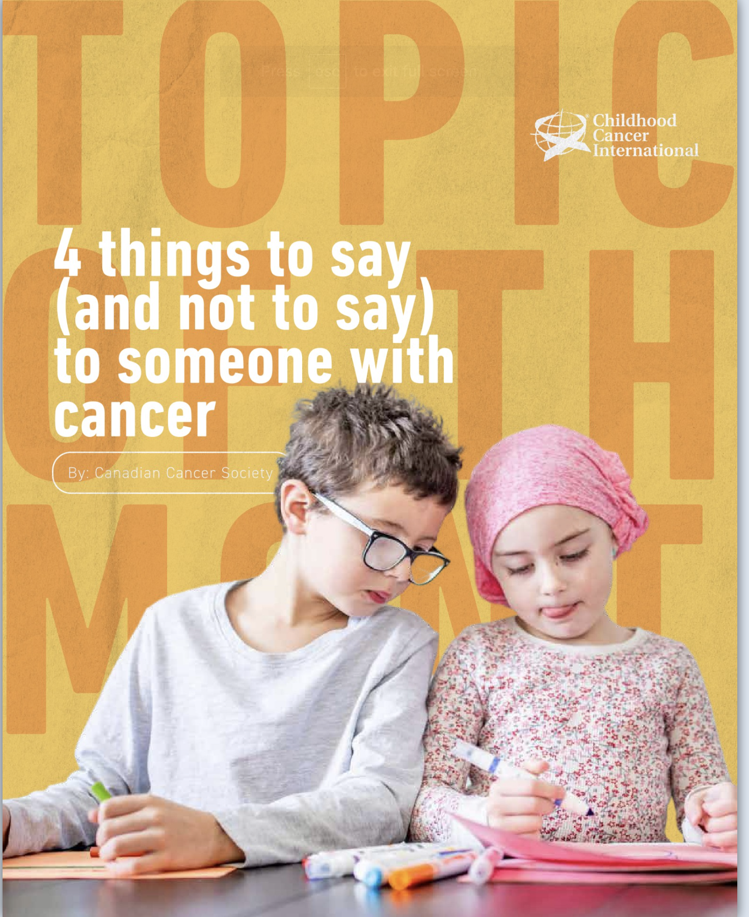We continue reflecting on different ways of talking about childhood cancer and the importance of using the proper language - Childhood Cancer International
