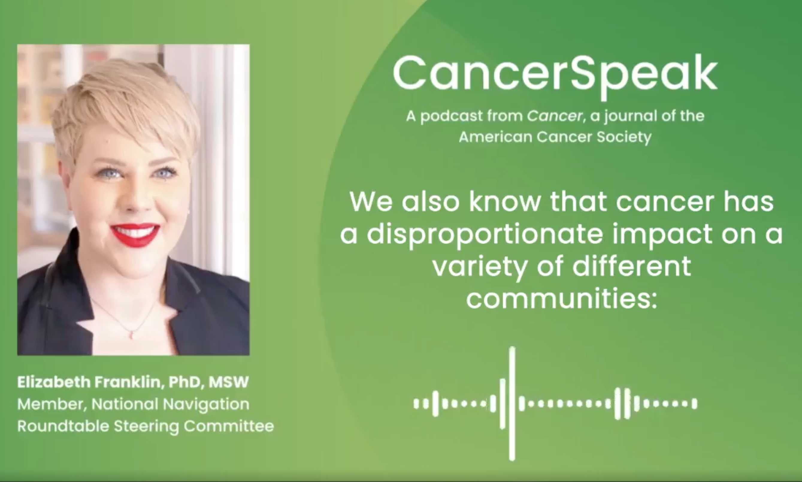 We are thrilled to announce the launch of the journal Cancer's official podcast, CancerSpeak! - American Cancer Society Journals