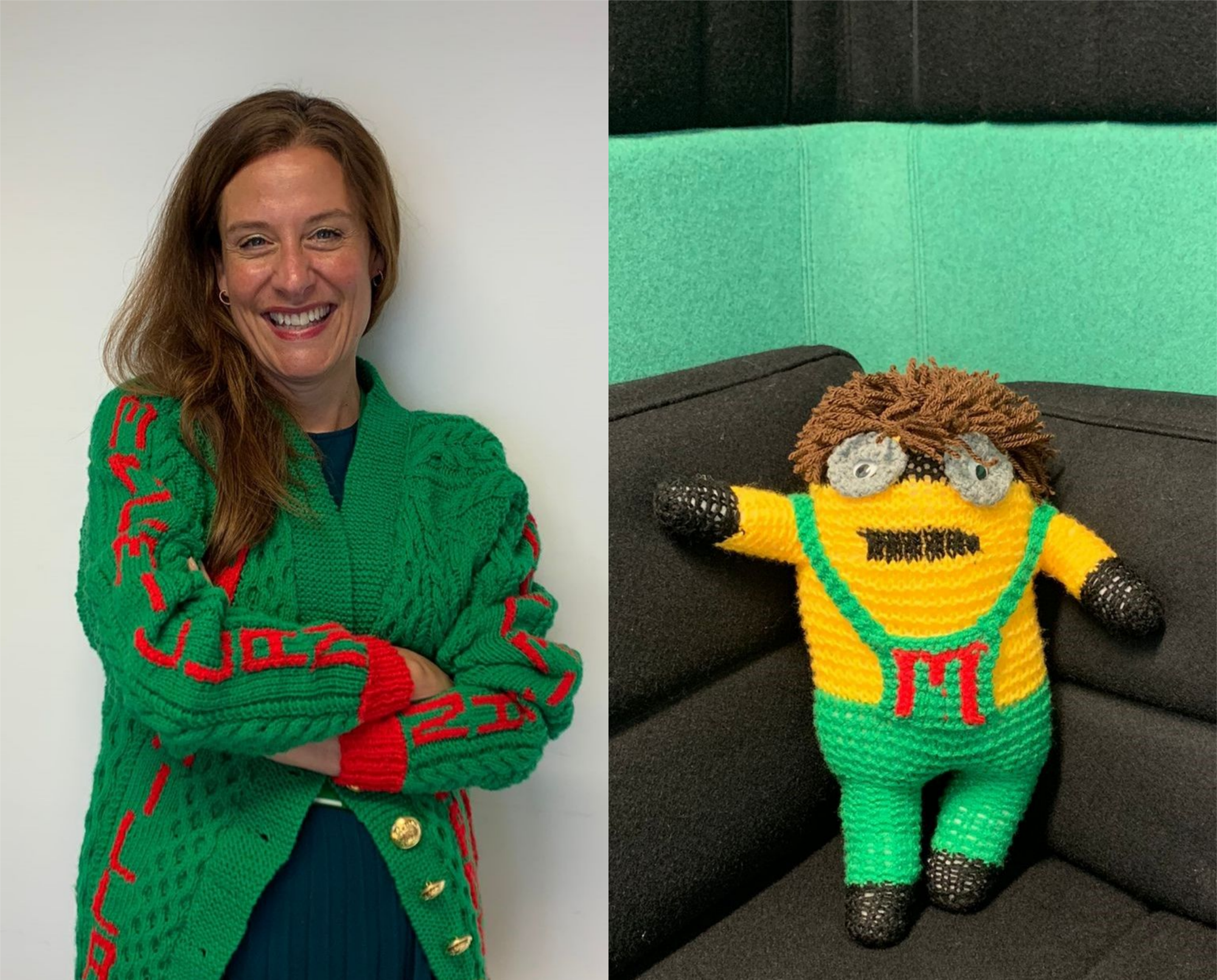 Gemma Peters: This beautiful knitted cardigan and a Minion cuddly toy were surprise gifts I received today from one of our most dedicated supporters, Brian Herman.
