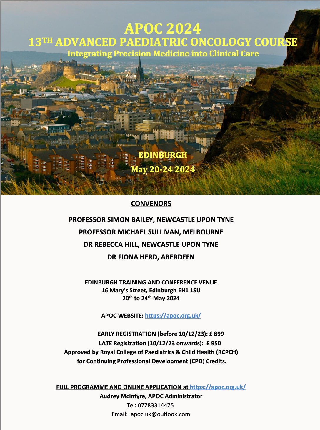Michael Sullivan: Advanced Paediatric Oncology Course (APOC), Edinburgh May 2024.
