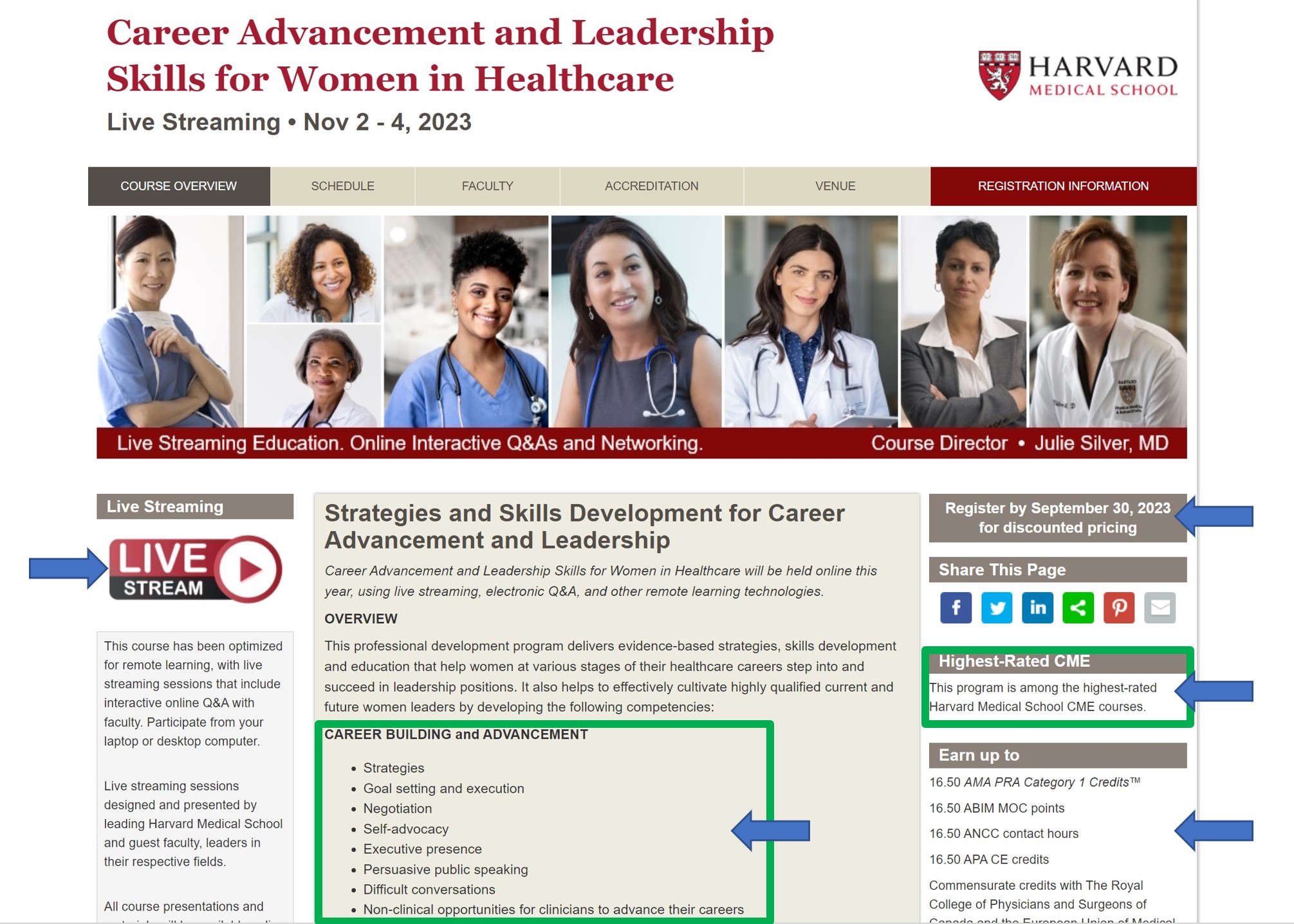 Julie Silver: Early bird registration ends soon for the Women's Leadership Course at Harvard Medical School!