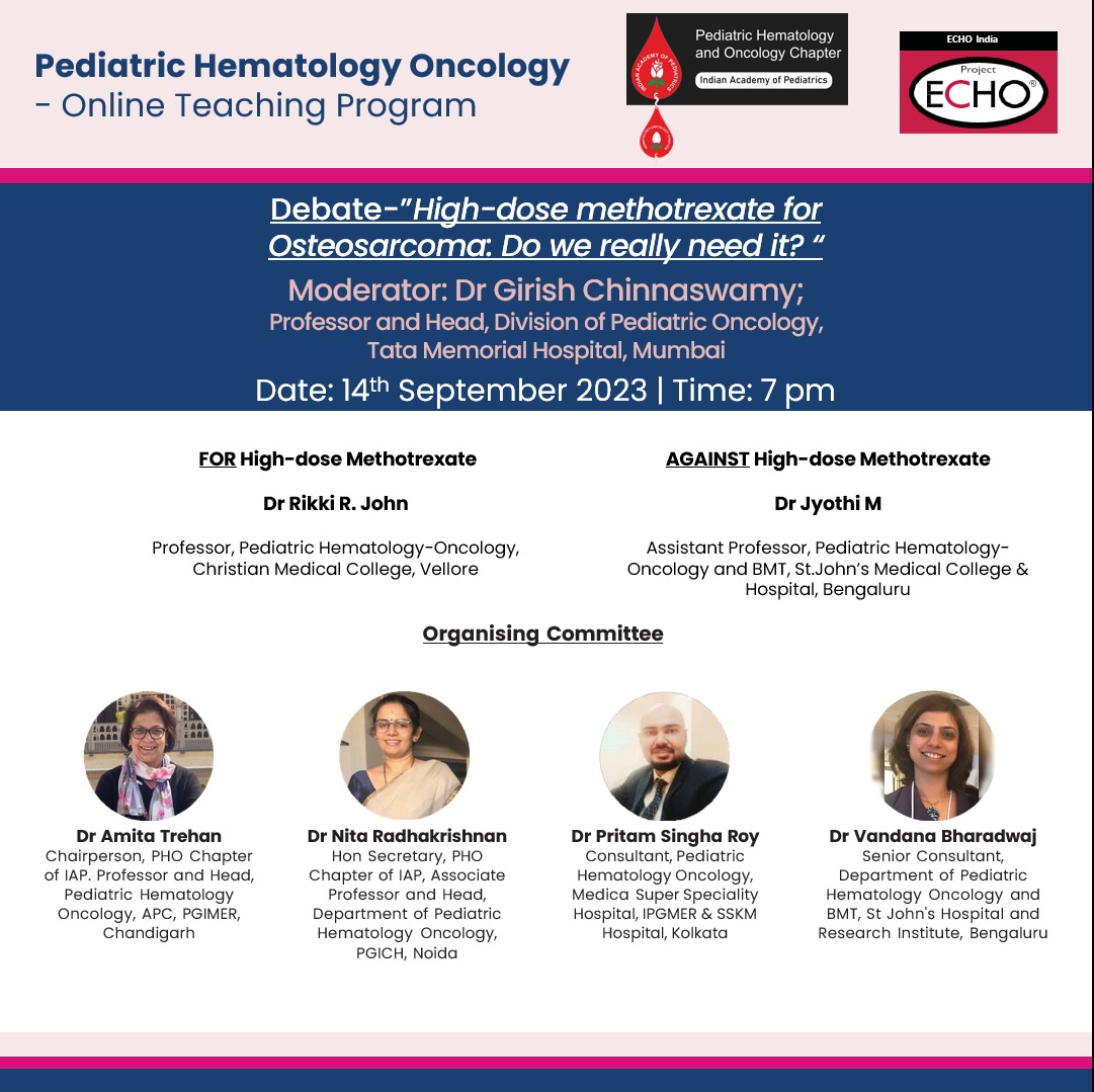 Pritam Singha Roy: If high-dose methotrexate is unavoidable in curing osteosarcoma is an ever-lasting debate.