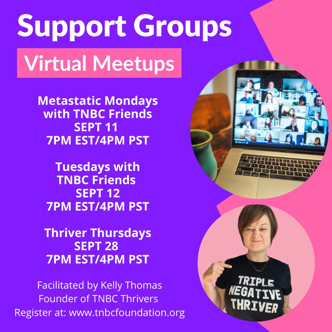Join us for one or more of the TNBC virtual meet-ups this September. - Triple Negative Breast Cancer Foundation