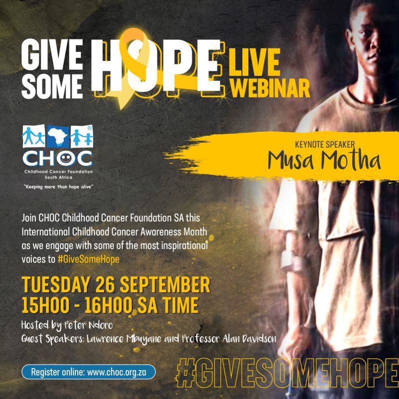 Be part of this inspiring live webinar organized by the CHOC Childhood Cancer Foundation SA - Childhood Cancer International