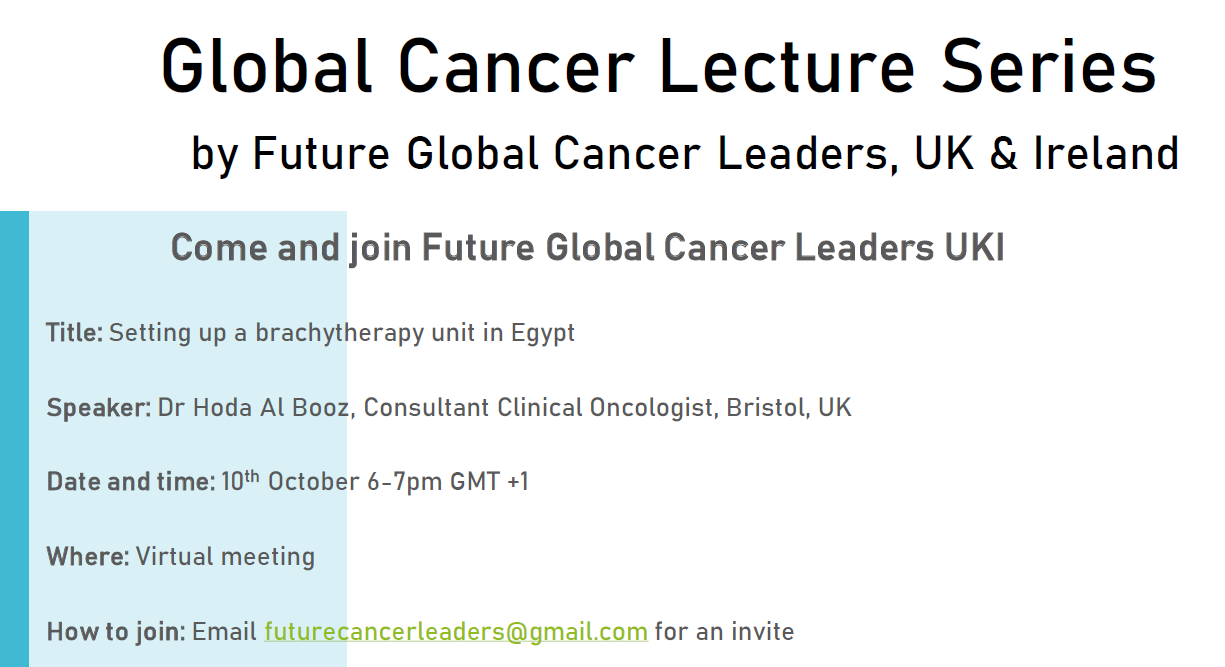 Aruni Ghose: UKI Global Cancer Network global cancer lecture series starts tomorrow!