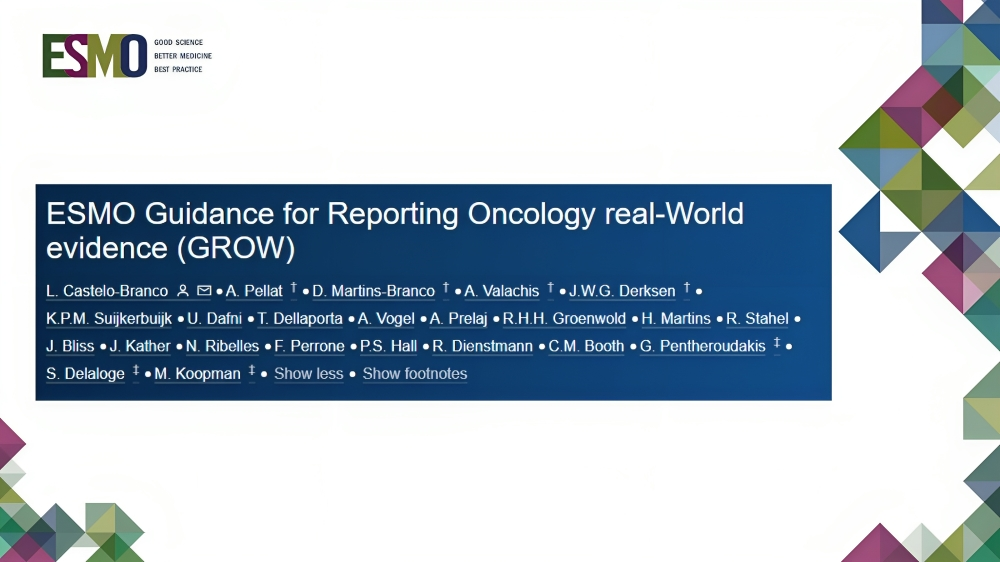 ESMO-GROW, the first oncology-specific reporting guidance for RWE studies - The European Society for Medical Oncology