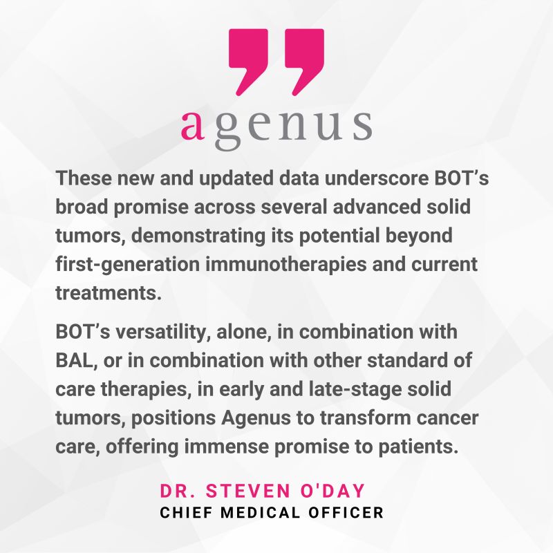 Agenus is proud to unveil the latest research from our investigational botensilimab programs - Agenus