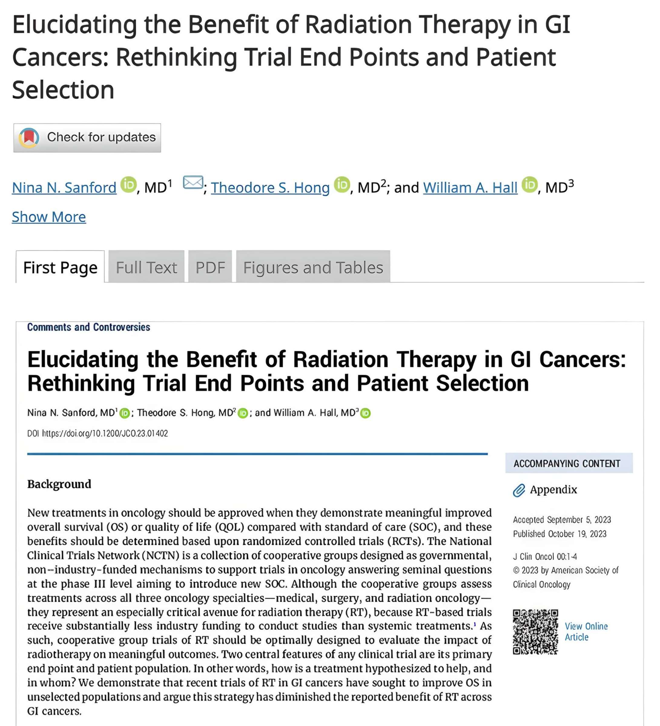 Nina Niu Sanford: Our work on clinical trial endpoints and inclusion criteria in GI oncology trials