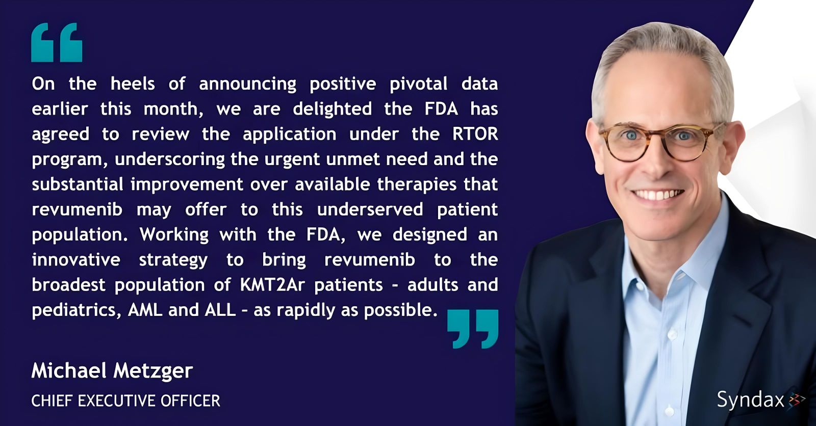 Revumenib in relapsed or refractory KMT2Ar acute leukemia - Syndax Pharmaceuticals