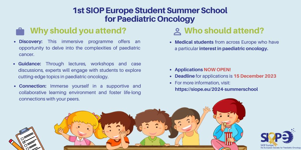 Calling all European medical students to join us for the very first SIOP Europe Student Summer School for Paediatric Oncology - SIOPE