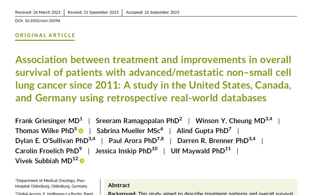 Vivek Subbiah: A study in the United States, Canada, & Germany using retrospective real-world databases
