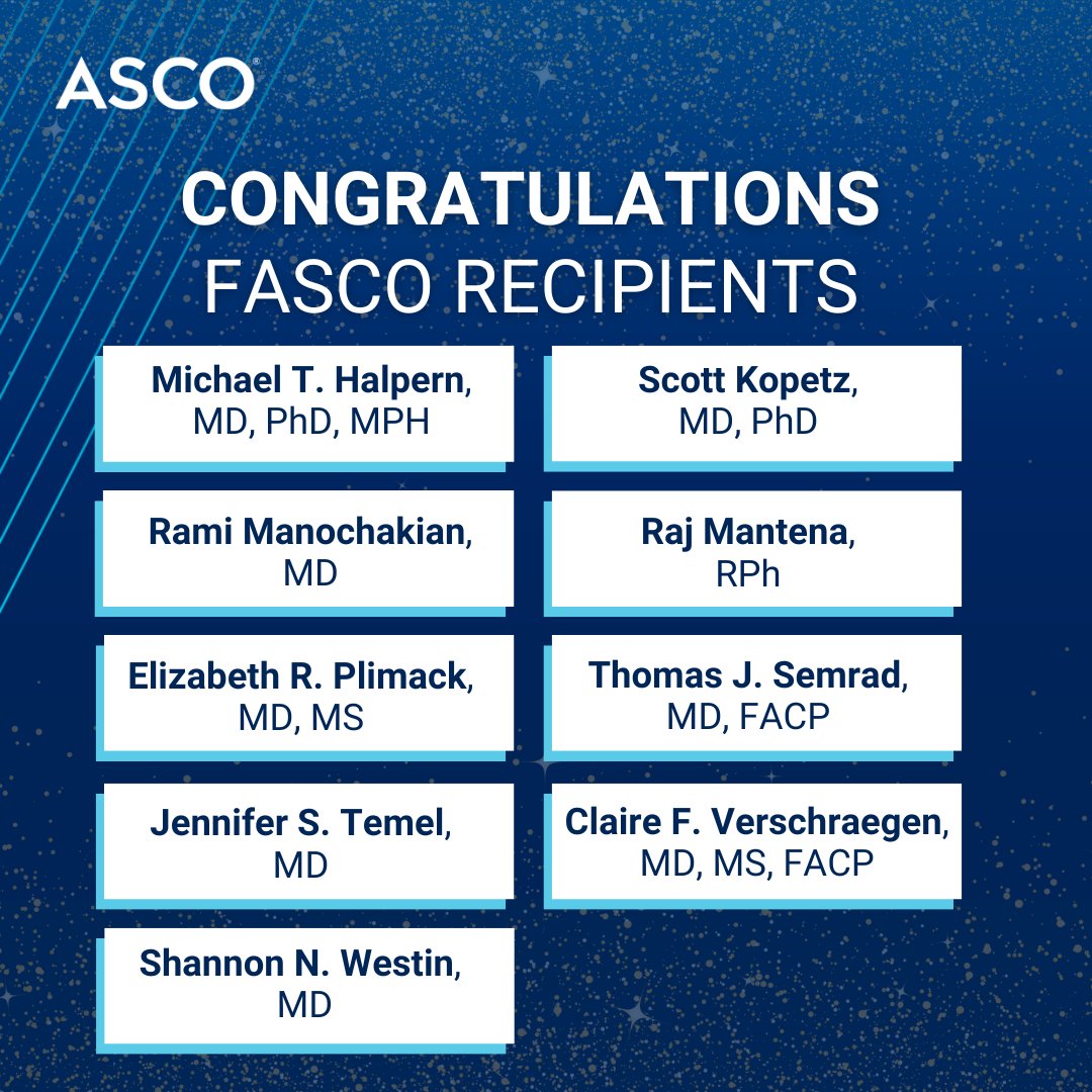FASCO distinction earners this quarter - American Society of Clinical Oncology (ASCO)
