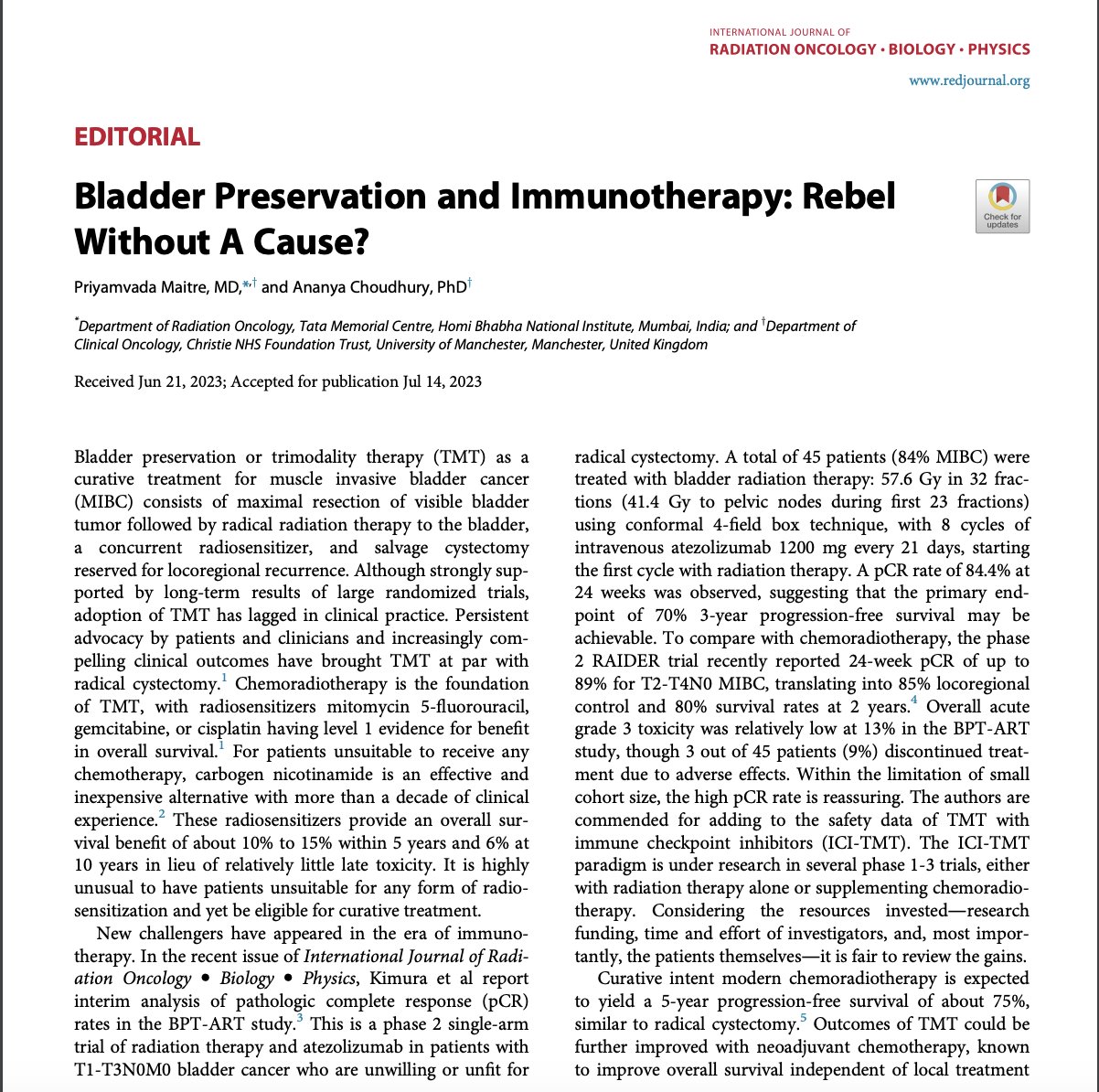 Priyamvada Maitre: Bladder Preservation is in vogue!
