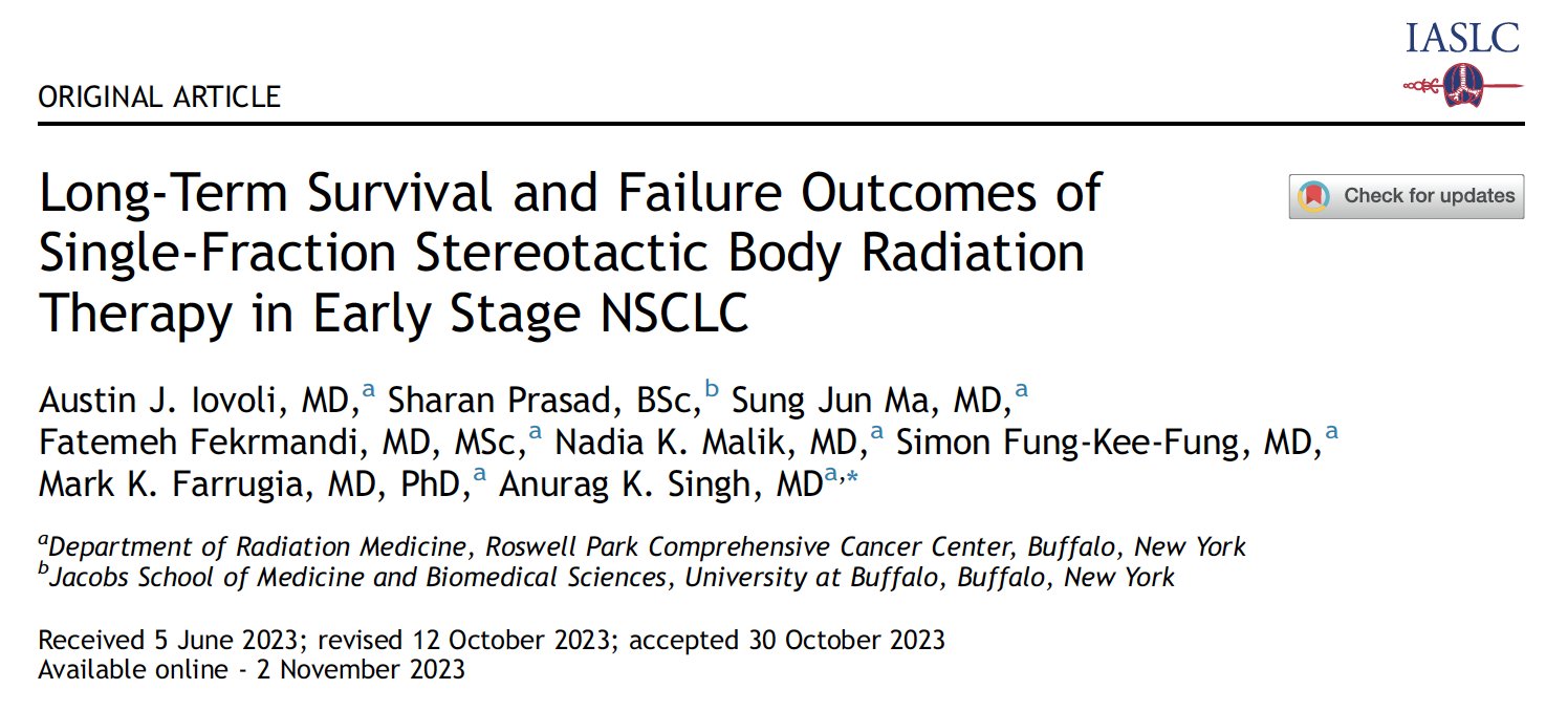 Drew Moghanaki: Roswell Park's 13-year experience with single-fraction lung Stereotactic body radiation therapy (SBRT) 