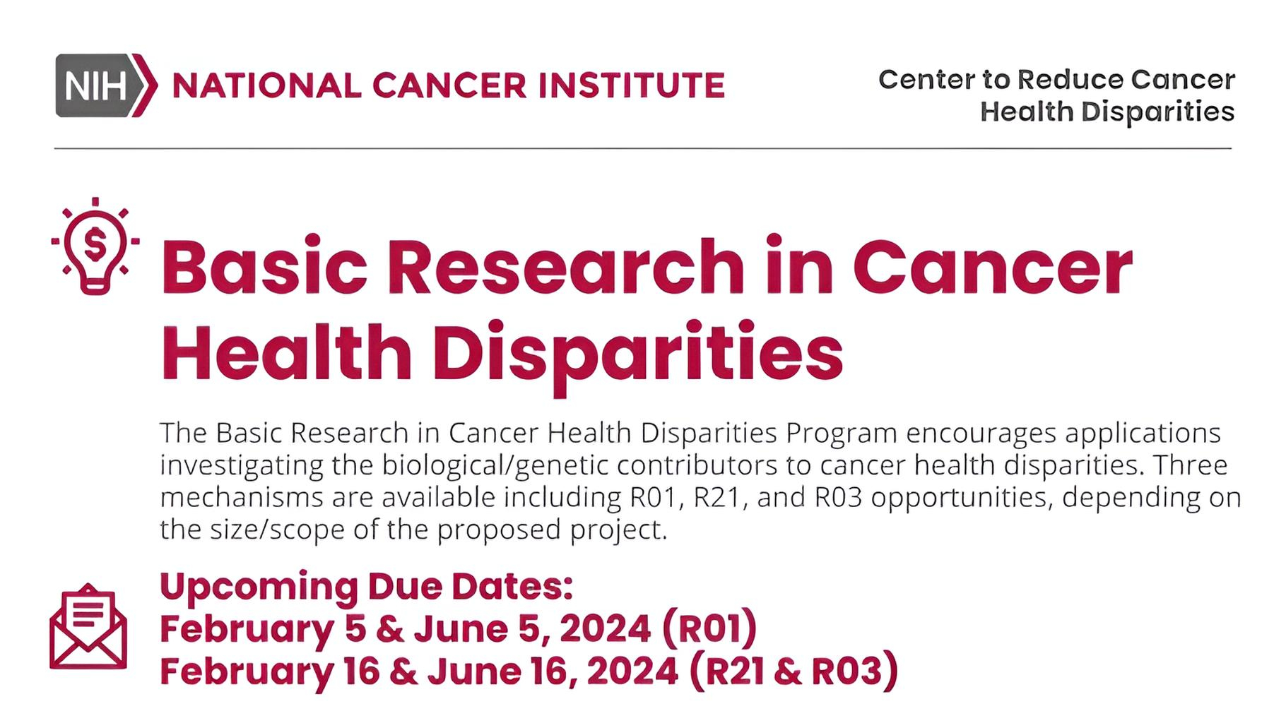 Are you looking for funding to support your cancer health disparities research? - NCI CRCHD