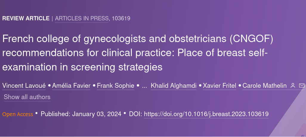 Erman Akkus: Breast self-examination - French college of gynecologists and obstetricians recommendations