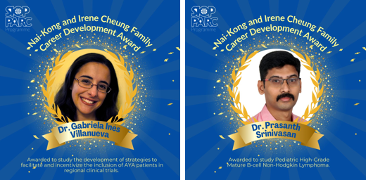 The 2024 NKICF Career Development has been awarded to Dr. Gabriela Inés Villanueva and Dr. Prasanth Srinivasan -International Society of Paediatric Oncology
