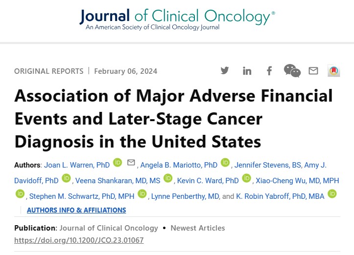Sarah Sammons: Patients with adverse financial events were more likely to have later-stage diagnosis
