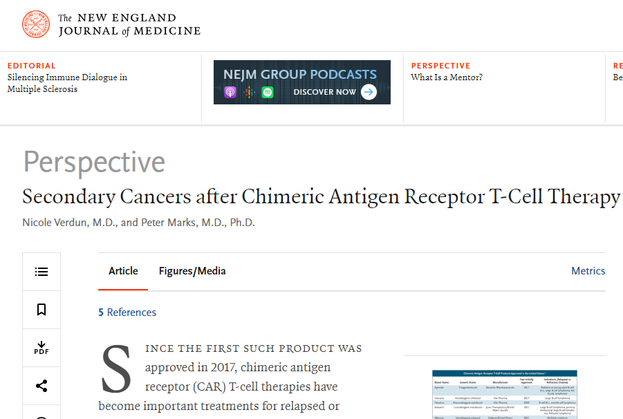 Vivek Subbiah: As of December 31, 2023, the FDA had become aware of 22 cases of T-cell cancers that occurred after treatment with CAR-T products
