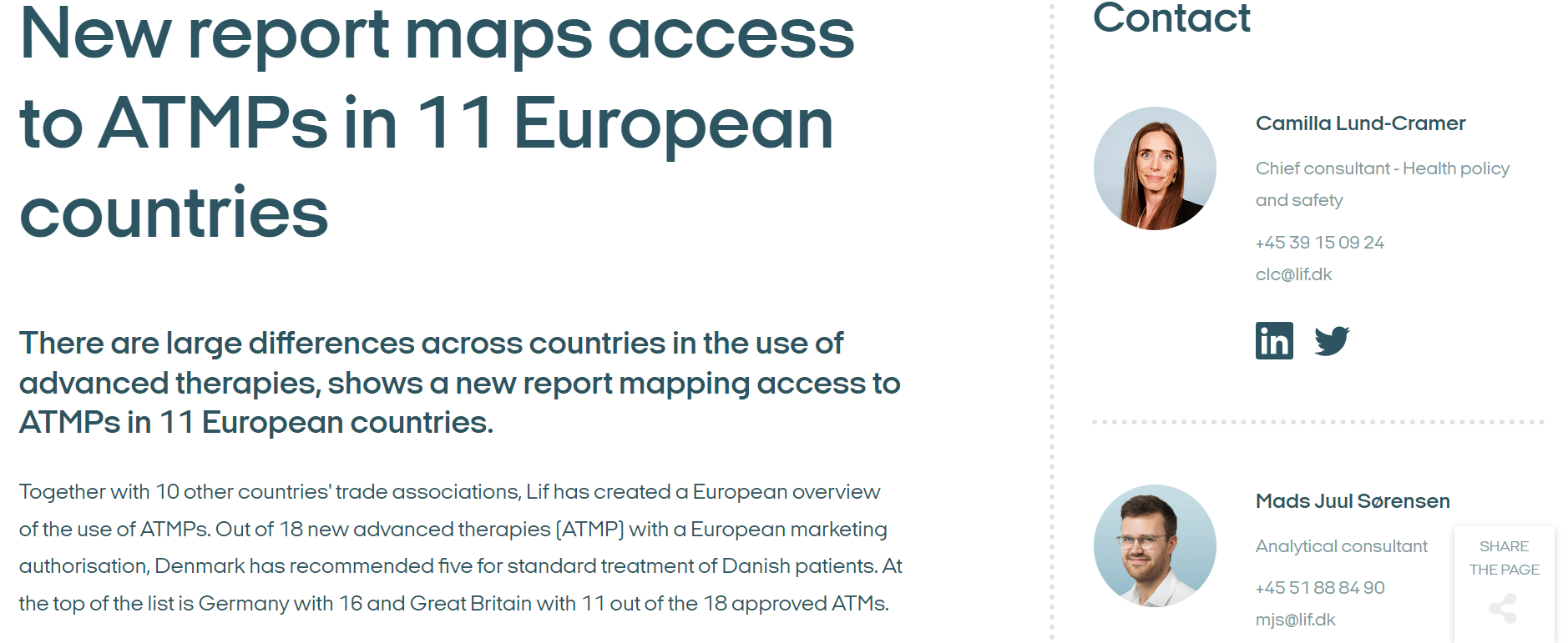 Neil Grubert: Dramatic differences in access to Advanced Therapy Medicinal Products (ATMP) across Europe