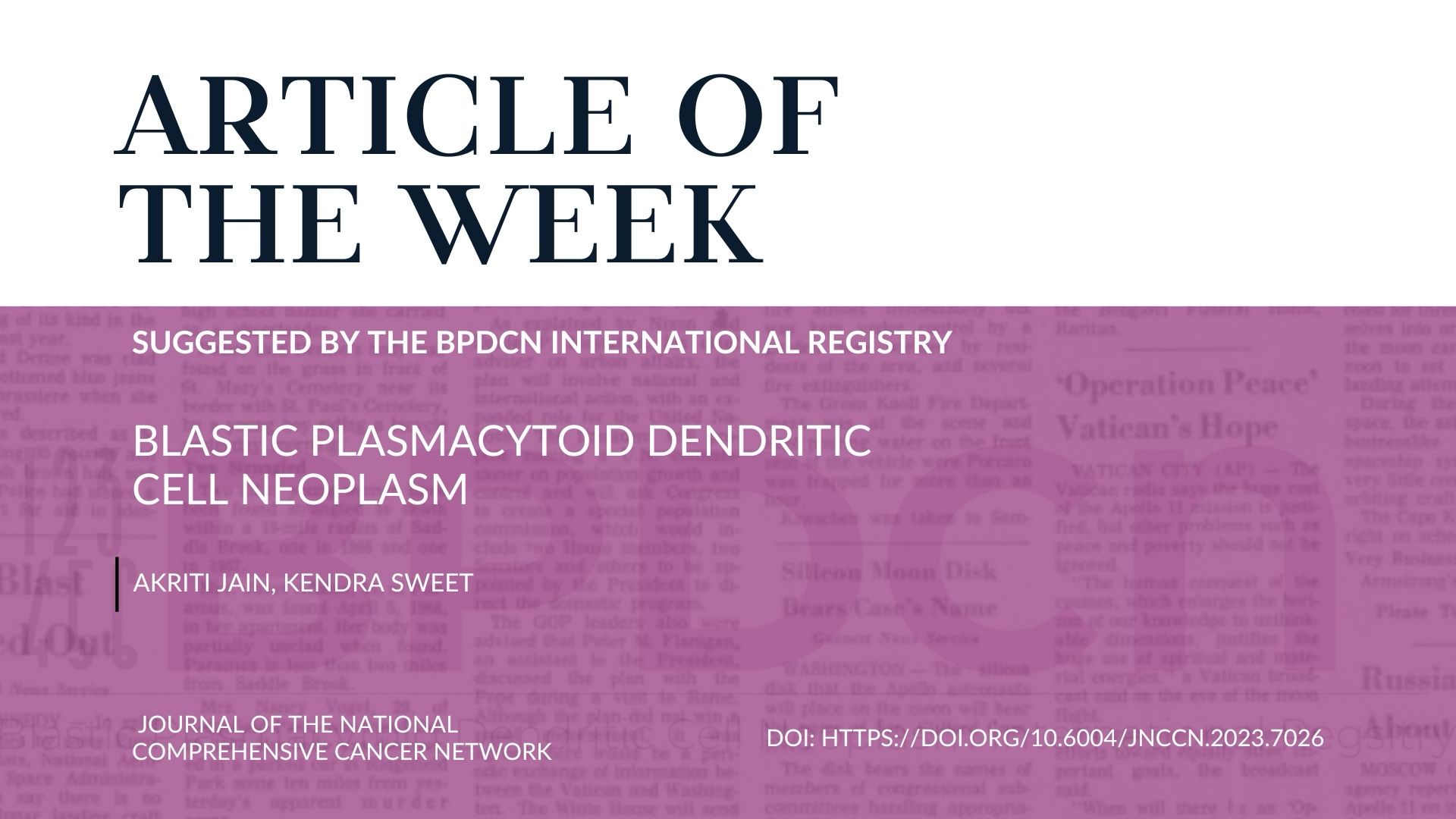 BPDCN International Registry