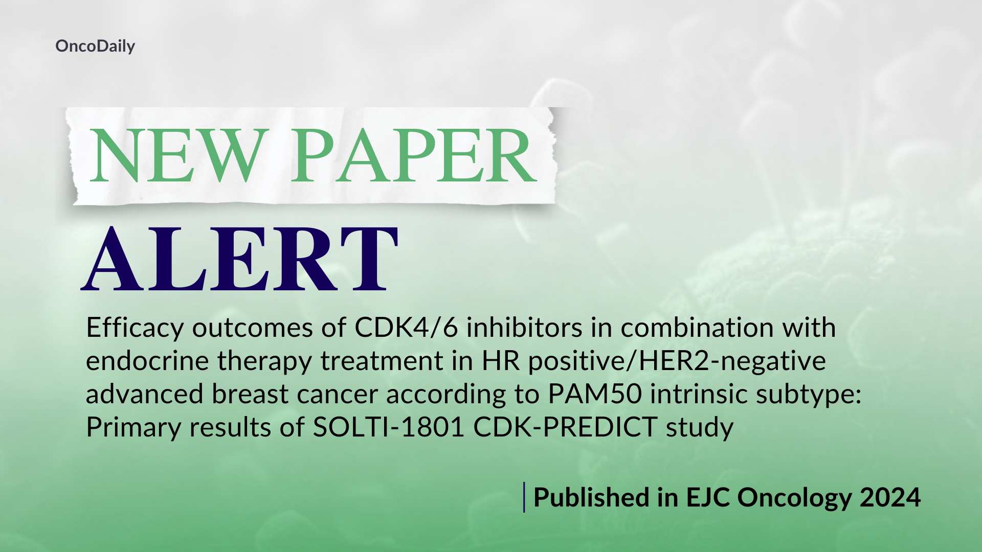 New Paper CDK4 inhibitors and ER in ER positive advanced breast cancer