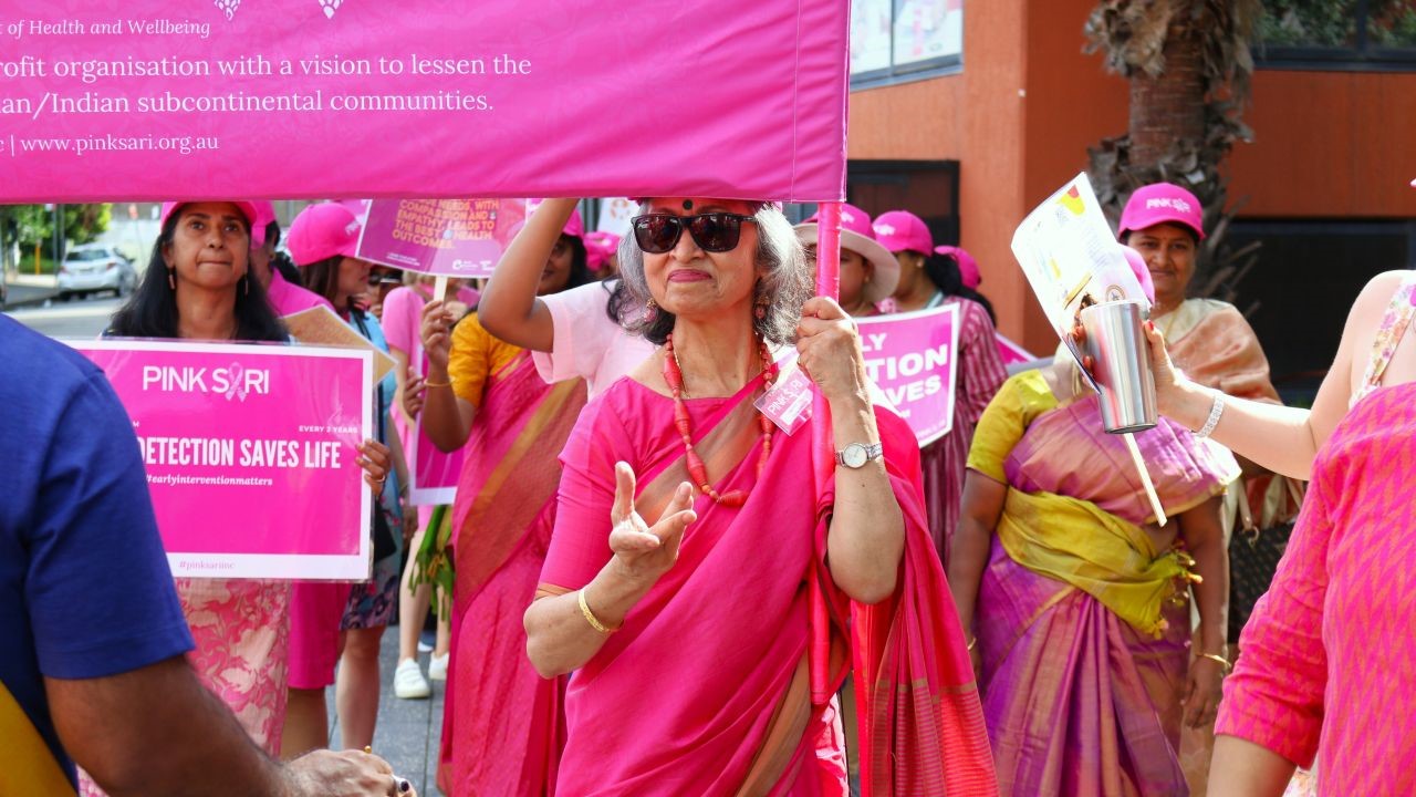 Walking the streets of Harris Park with Pink Sari to mark World Cancer Day - Cancer Institute NSW
